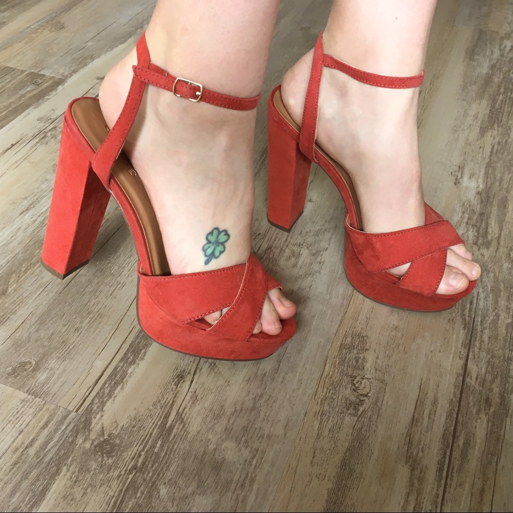 Rust Orange Platform Sandals